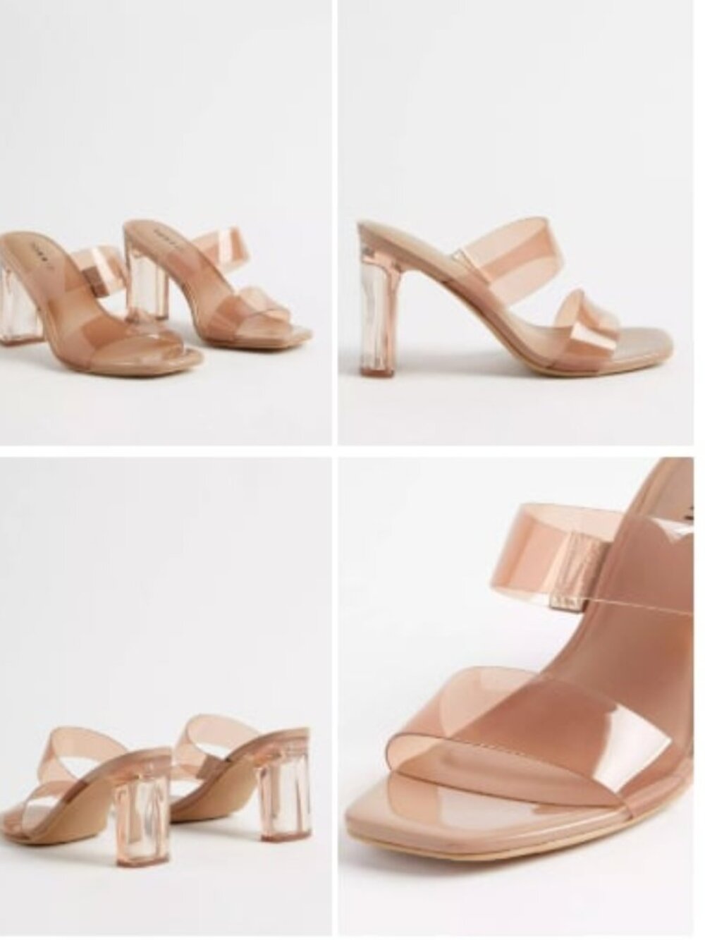 Brown Double‑Strap Lucite Heel Sandal (Size 13 WW)